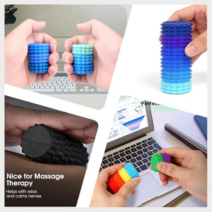 Fidget Toys Adults, 6 Pack Silicone Massage Roller Handheld for Stress Relief & Focus, Sensory Toys for Teens Kids with Autism ADHD Anxiety, Textured Quiet Fun Gift (Blue)