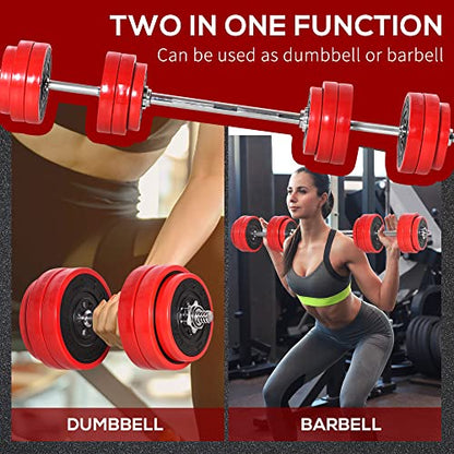 Soozier Adjustable Dumbbell Set, Convertible to Barbell Weight Set for Home Gym Women and Men Weight Lifting Training.