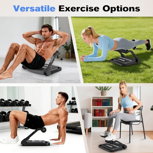 DERACY Sit Up Exercise Equipment, Adjustable Ab Machine, Multi-Functional Sit Up Machine, Ab Workout Equipment, Ab Trainer Machine for Women Men - color: BLACK GRAY