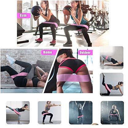 Fabric Resistance Loop Exercise Bands, Non Rolling Exercise Set of 3 Booty Bands Wide Workout Bands 3 Set, Booty Bands for Women & Men