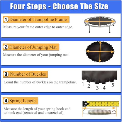 Trampoline Mat, 27.5"/29.5"/31.5"/39.4" Diameter Mat with 30/32/34/38 Buckles for Choose, Fits 36 38 40 48inch Frame, for Fitness Trampoline Jumping Mat (Not Include Springs and Metal Rings) - size: Fit 38in FRAME, style: 29.5" Diam | 32 Buckles | Fits 38