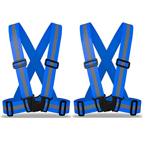zojo Kids High Visibility Reflective Safety Strap Vest 2PCS - color: Neon Blue-kids Size