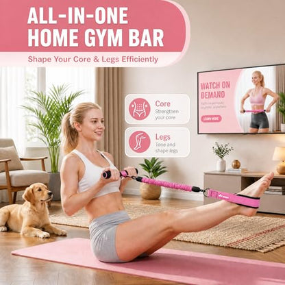 WHATAFIT Upgraded Multifunction Pedal Resistance Band with Handles, 3-Tube Adjustable Foot Pedal Exercise Band, Ankle Straps Included, for Abs Core Leg Arm Waist Full Body Workout at Home Gym