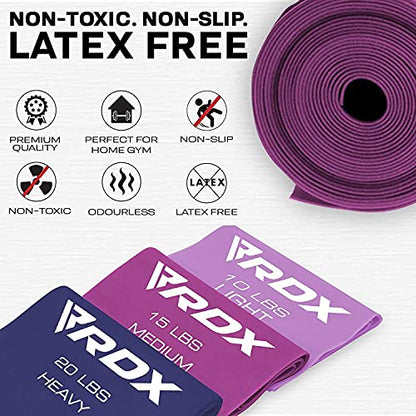 RDX Resistance Bands TPE 3 Level Set 1.5M Long, REACH RoHS CPSIA Certified, Flat Skin Friendly Thick Stretch Elastic Loop, Yoga Home Gym Fitness Workout Exercise, Ballet Pilates Legs Training Slimming