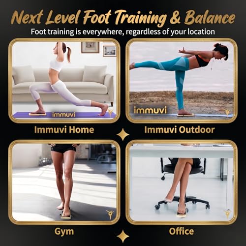 New Immuvi Balance Board for Ankles & Feet Strength | Non-Slip Wooden Stability Trainer | Lightweight & Portable Fitness Equipment for Athletes, Adults, and Kids | Home & Gym Use