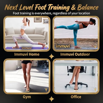 New Immuvi Balance Board for Ankles & Feet Strength | Non-Slip Wooden Stability Trainer | Lightweight & Portable Fitness Equipment for Athletes, Adults, and Kids | Home & Gym Use