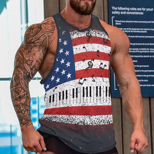 BIVENANT Skull Shirts for Men Novelty Mens Skull Tank Top Big and Tall Tank Tops Graphic Tees Shirt - color: Camo Flag 31, size: 5X-Large