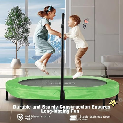 ANCHEER Trampoline for Kids, Toddler Trampoline Indoor Sports and Outdoor Games 56" Kids Rebounder 220LBS Capacity with Adjustable Safety Handrail Foldable Jumper for Boys and Girls