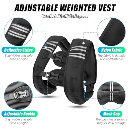 WTREE Weighted Vest Men or Women - Weights with Reflective Stripe, Weighted vest for Workout Equipment for Strength Training Night Running - size: 20 Lb