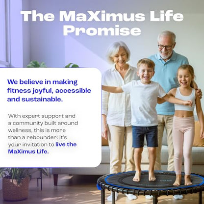 MXL Maximus PRO Bungee Rebounder - Premium 40" Indoor Mini Trampoline for Adults, Quiet Soft Bounce with 60 Connectors, Foldable Legs, DVD & Online Workouts, 400lb - style: Without Bar
