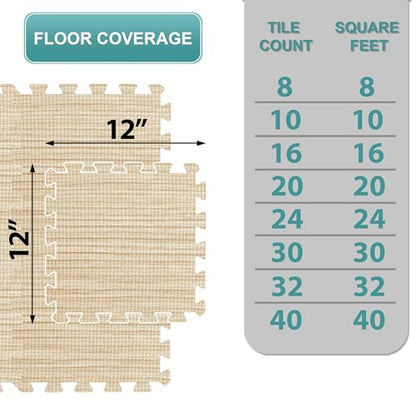 Sorbus Wood Grain Floor Mats Foam Interlocking Mats Each Tile 1 Square Foot 3/8-Inch Thick Flooring Wood Mat Tiles - Home Office Playroom Basement Trade Show (16 Tiles,16 Sq ft - Light Pine) - color: Wood Grain - Light Pine