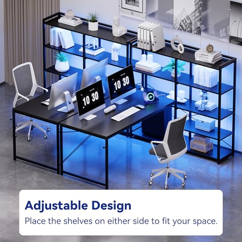 Pamray 49 Inch L Shaped Gaming Computer Desk with Shelves and Storage - color: Black