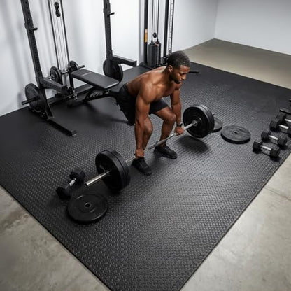 BEAUTYOVO Puzzle Exercise Mat with 12/24/48 Tiles Interlocking Foam Gym Mats, 24'' x 24'' EVA Foam Floor Tiles, Protective Flooring Mats for Gym Equipment - color: 48 Sq.ft/12 Tiles - All-black