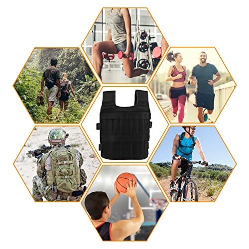 Maxmartt Pocket Weighted Vest for Men and Women 50KG Oxford Cloth Adjustable Workout Weight Vest Strength Training Vest Training Weighted Jacket (Without Plates Weights)