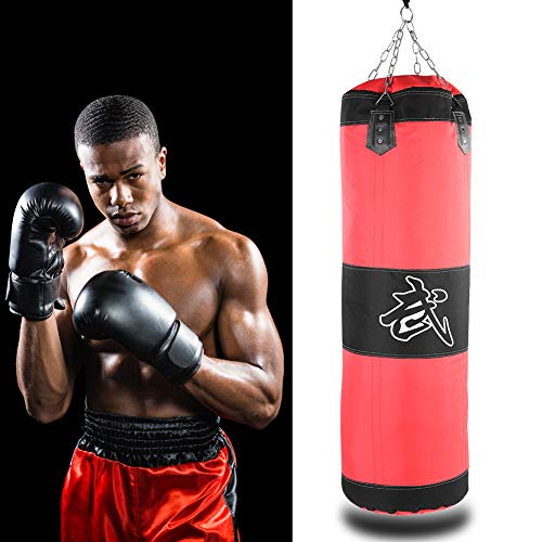 Bnineteenteam Heavy Punching Bag,Training Boxing Bag with Chain for Adults Men Women(Empty) - color: Red, size: 120cm