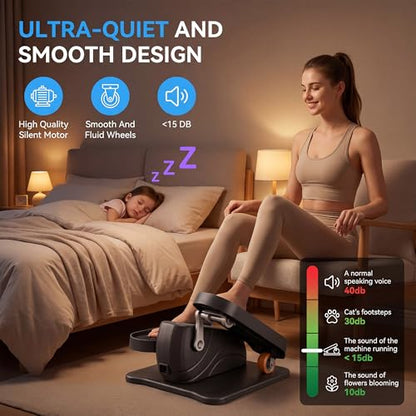 Under Desk Elliptical, Leg Exerciser While Sitting for Seniors with 12-Speeds & Remote Control, Portable Elliptical Machine Trainer Foot Pedal Exerciser for Home