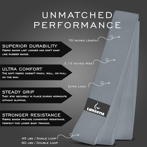 Premium 76" Extra Long Resistance Band for Working Out, 3" Wide Non-Slip Fabric Exercise Band for Stretching, Yoga, Strength Training & Physical Therapy - color: Gray