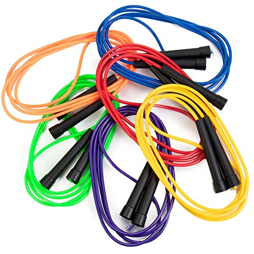 8 ft. Speed Jump Ropes, Six Pack - Boxing, MMA, Cardio, Fitness Practice - Agility and Dexterity Training - Tone Muscle and Burn Fat - Comes in Assorted Colors