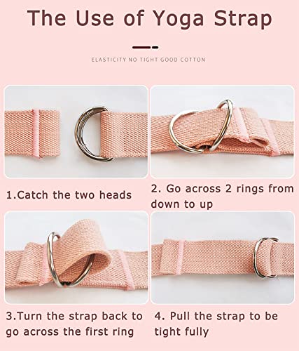 8ft 240g Super Thick Fitness Yoga Strap for Stretching, 3 Color Pure Cotton Durable Fitness Belt Bands Exercise Safe Adjustable D-Ring Buckle Gym Press Rope, Physical Therapy Tools - color: Brown