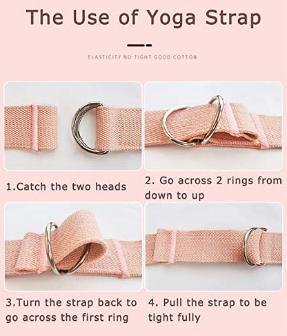 8ft 240g Super Thick Fitness Yoga Strap for Stretching, 3 Color Pure Cotton Durable Fitness Belt Bands Exercise Safe Adjustable D-Ring Buckle Gym Press Rope, Physical Therapy Tools - color: Brown