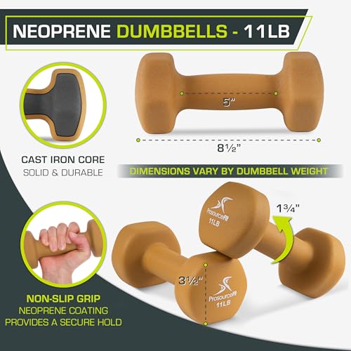 ProsourceFit Neoprene Dumbbell Coated for Non-Slip Grip - size: 11-Pound