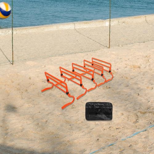 5 Pieces Agility Hurdles Training Speed Hurdles Obstacle Rack Foldable PVC Adjustable Height Lightweight Portable Suitable for Fitness Coaching Childr