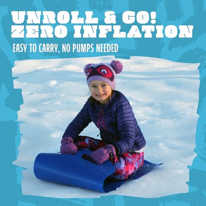 Flexible Flyer Flying Carpet Lightweight Roll-Up Snow Sled – 36" Portable Rolling Snow Slider Mat for Kids, Durable & Easy to Carry for Outdoor Winter Fun, Blue