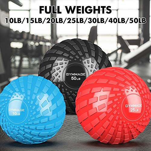 GYMMAGE Slam Ball, Weighted Ball for Exercise, 10, 15, 20, 25, 30, 40, 50lbs Exercise Slam Medicine Ball for Strength and Crossfit & Conditioning Training Home Gym Workout, with Easy-Grip Surface