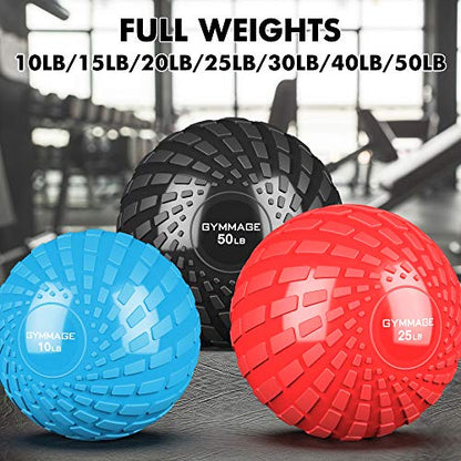 GYMMAGE Slam Ball, Weighted Ball for Exercise, 10, 15, 20, 25, 30, 40, 50lbs Exercise Slam Medicine Ball for Strength and Crossfit & Conditioning Training Home Gym Workout, with Easy-Grip Surface