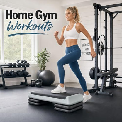 Aerobic Step Platform Height Adjustable Workout Step - color: Double-layer Base-Grey & Black