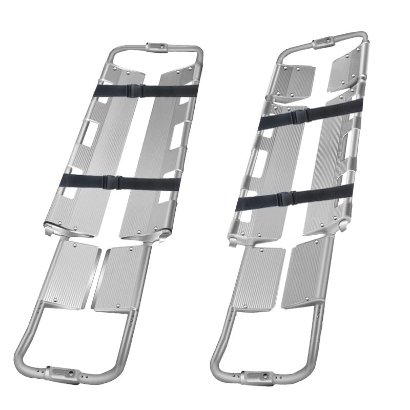 Shovel-Type Stretcher Aluminum Alloy, Extendable and Separable, Foldable, Easy to Store, Lightweight, Strong Load-Bearing (Silver(4Piece))