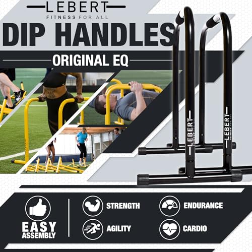 Lebert EQualizer Total Body Strengthener – Portable Dip Station for Full Bodyweight Training – Includes Hip Resistance Band & Online Coaching – Available in Standard & XL Sizes