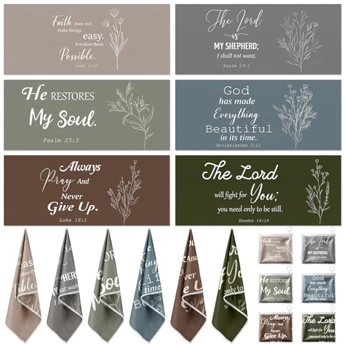 12 Pcs Christian Gifts for Men Fathers Day Cooling Towels Bulk Bible Verse Cooling Towels Man of God Sports Sweat Rag for Gym Yoga Running Religious Gifts for Fathers Day Birthday(Morandi)