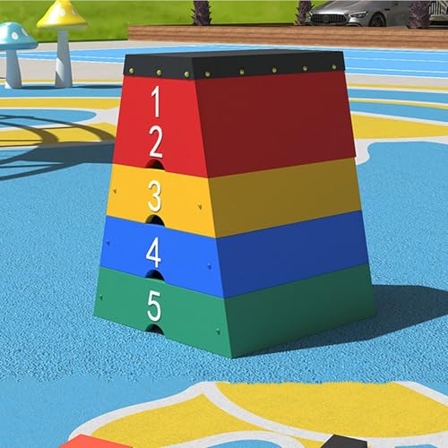 Kids Jumping Boxes for Training, Stackable Plyo Box for Kids, 4-in-1 Detachable Jumping Boxes, Plyometric Training for Kindergarten, Primary School, Home Gym or PE Class