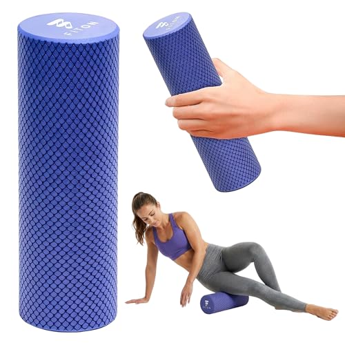 FitOn Foam Roller for Muscle Recovery - Compact and Portable, High-Density Foam Roller for Back Massage & Deep Tissue Relief and Home Exercise, Ideal for Use on Neck & Leg Soreness, 12"x4", Purple