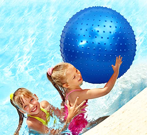 Large Sensory Massage Ball for Kids, Pack of 2 33.5" 85CM Bouncy Exercise Balls for Toddlers, Big Inflatable Toys with Tactile Spikes, Outdoor Giant Yoga Balls, Large Beach Ball - color: 2 SETS BLUE BALLS