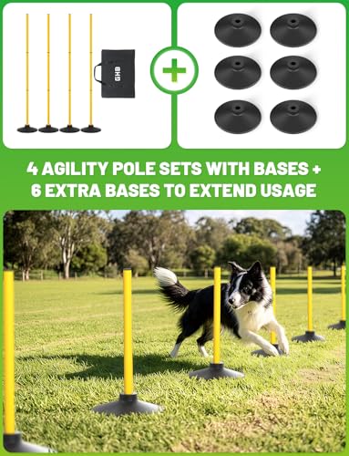 GHB Rubber Base 6 Pack Compatible Agility Poles Sports Soccer Training Extention,Detachable Speed Training Equipment Football Accessories