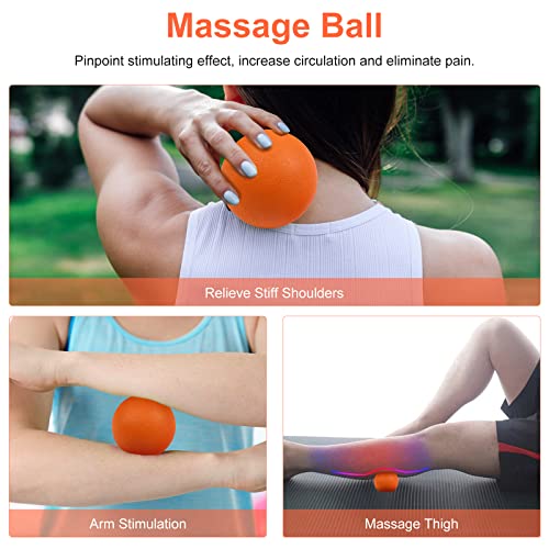 Aucuu 5 in 1 Foam Roller Set Includes Hollow Core Massage Roller, Yoga Stick, Massage Ball, Fitness Stretching Strap, Carrying Bag, Towel, Massage Roller (Orange)