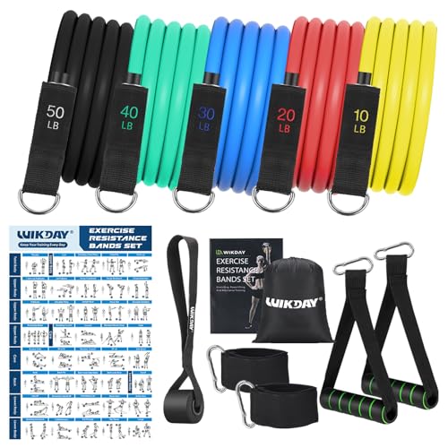 Exercise Resistance Bands with Handles for Working Out Workout Bands Set with Door Anchor for Physical Therapy, Yoga, Pilates - color: Multicolor, size: Light (10-150lb)