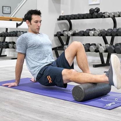 OPTP AXIS Firm Density Foam Roller – Round, Black, 18"L X 6" - color: Black - 18" X 6" Round