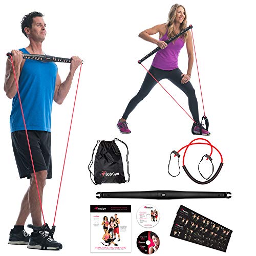 Core System Portable Home Gym - Resistance Trainer All-in-One Band + Bar Kit, Full Body Workout: Improve Fitness, Build Muscle, Strength Exercises with Marie Osmond Workout DVD Included