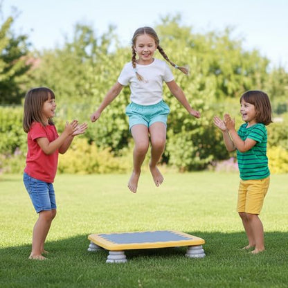 Mini Trampoline for Kids, 25 Inch Sensory Trampoline Bouncing Board with Non-Slip Base - color: Yellow