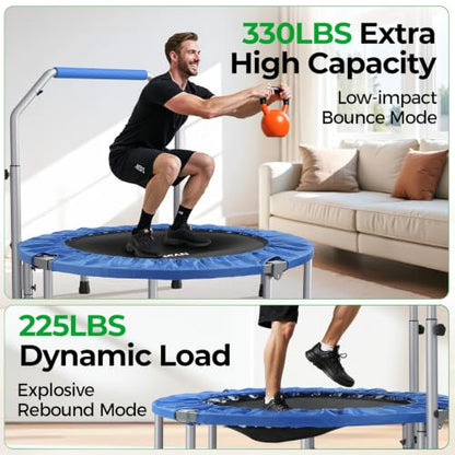 BCAN SP2 40/48" Foldable Mini Rebounder Trampoline for Adults |FED Fitness - color: Blue, size: 48-inch
