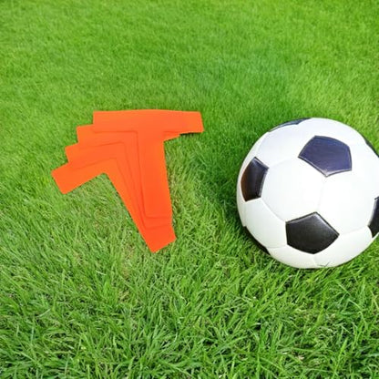 4pcs T-Shaped Football Training Spot Markers Flat Boundary Pads Orange Athletic Court Accessories for Agility Drills and Field Marking