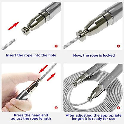Jump Rope Pro Speed Skipping Rope Adjustable Adult Jumping Rope Weighted Aluminium Handles for Double Dutch Boxing Workout Crossfit Exercise Fitness Spare Cable Weights Protectors Carry Bag