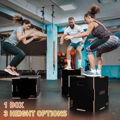 Plyo Box 3 in 1 Box Jumps for Home Gym 30"x24"x20" Wooden Plyometric Jump Box for Jumping Conditioning Strength Training