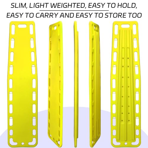 72.83 x 17.72 x 2.5 Inch Spine Board Stretcher with Backboard Straps, Backboard Immobilization Portable Spine Stretcher Plastics Lightweight Base Board (Yellow) - color: Yellow