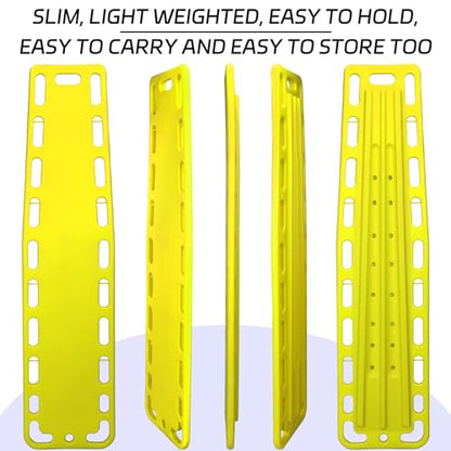 72.83 x 17.72 x 2.5 Inch Spine Board Stretcher with Backboard Straps, Backboard Immobilization Portable Spine Stretcher Plastics Lightweight Base Board (Yellow) - color: Yellow