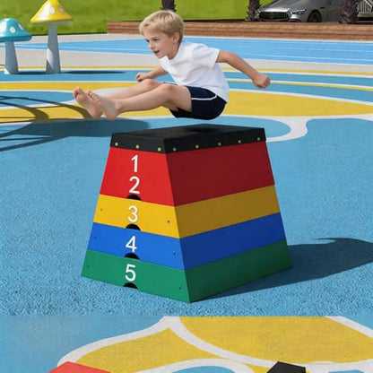 Jumping Boxes for Kids, 4 in 1 Stackable Plyo Box, Safe Exercise Platform for Children’s Fitness, PE Class, Kindergarten & Primary School Jump Training