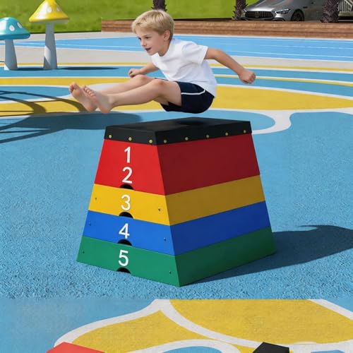 Jumping Boxes for Kids, 4 in 1 Stackable Plyo Box, Safe Exercise Platform for Children’s Fitness, PE Class, Kindergarten & Primary School Jump Training